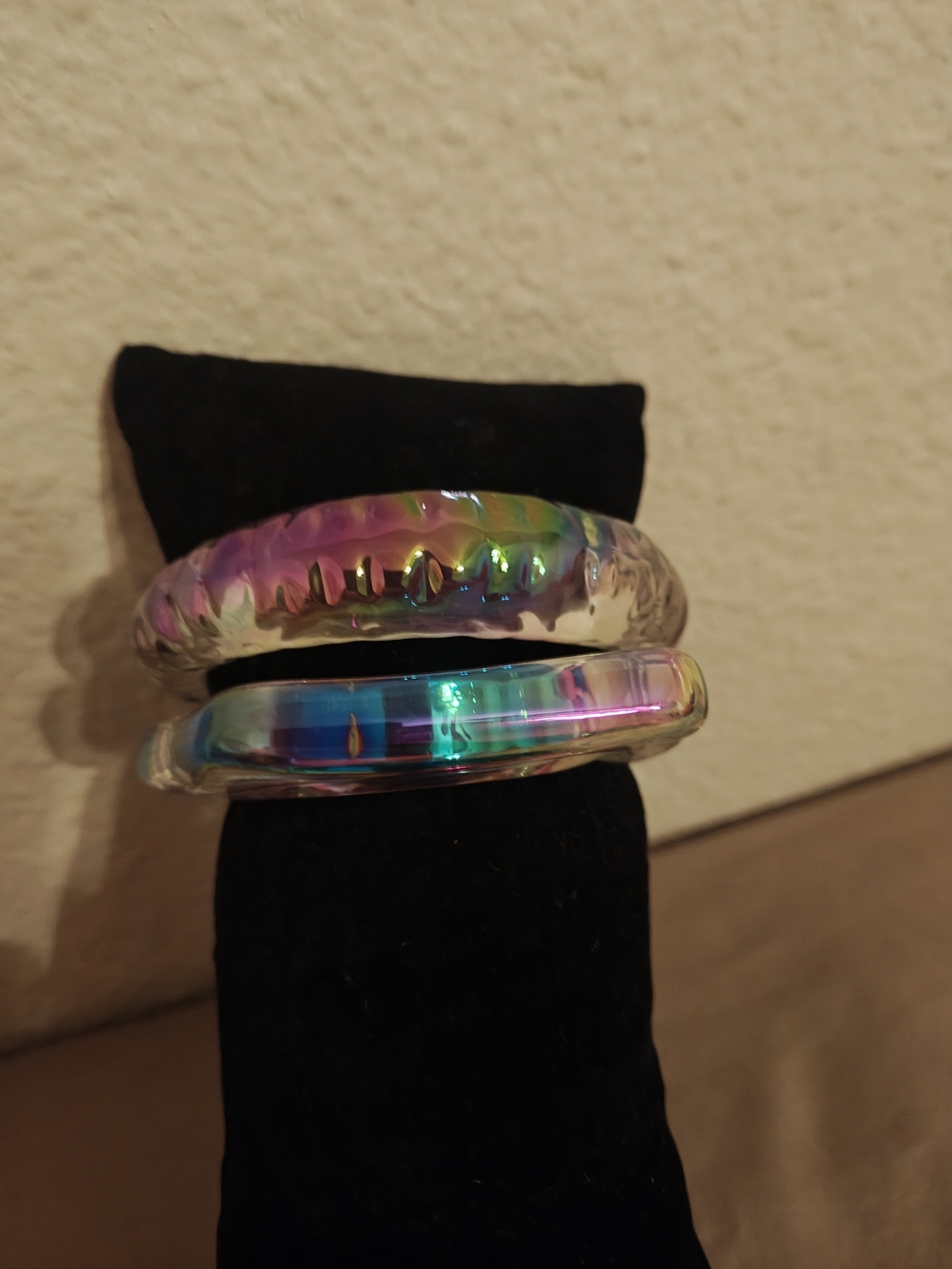 Iridescent Glass Bangle Bracelet - Women Jewelry